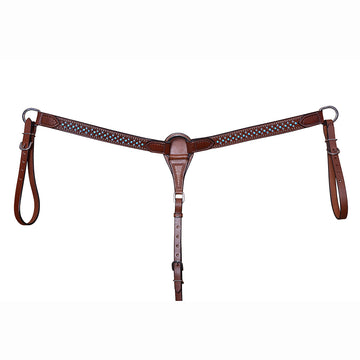 BAR H EQUINE Western Horse Genuine Leather Breast Collar Tan